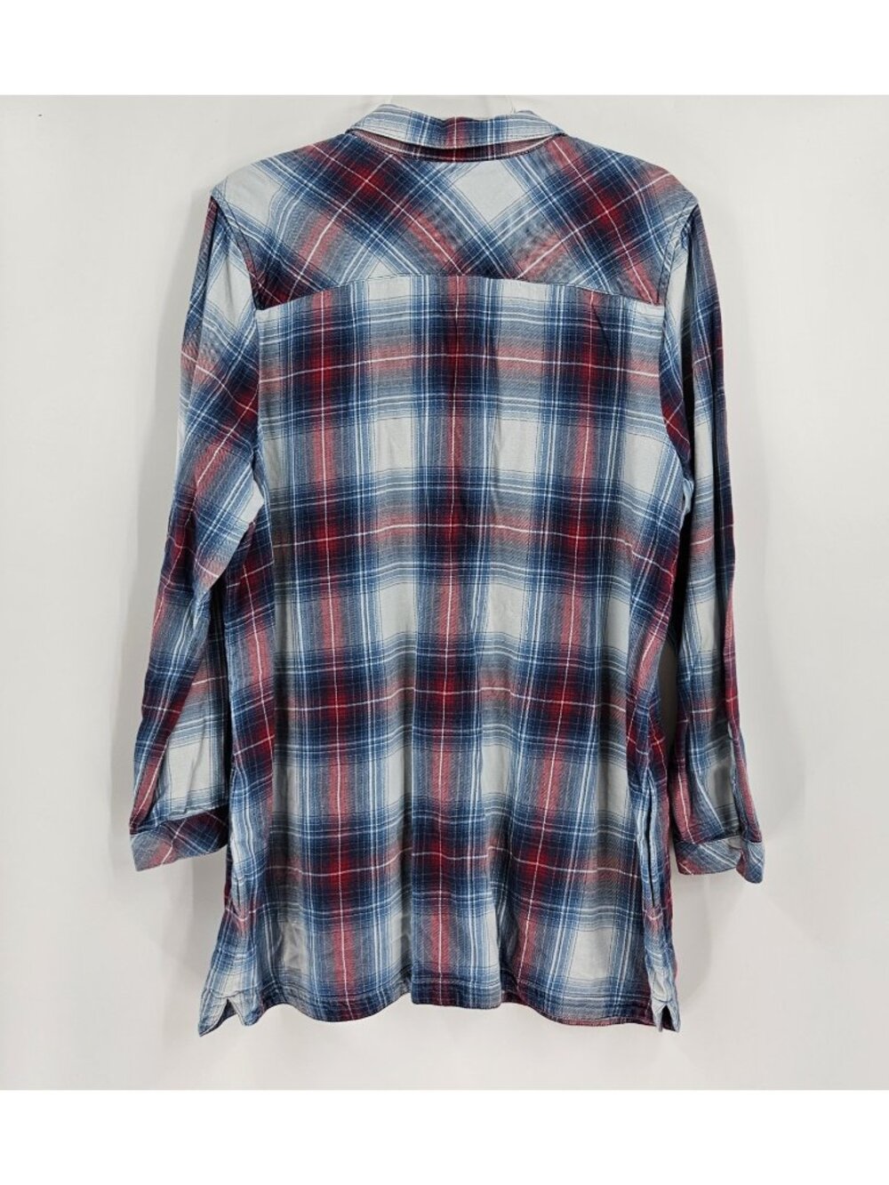 J Jill Shirt Womens XL Denim Plaid Long Sleeve Button Up Dress Casual - Picture 3 of 4